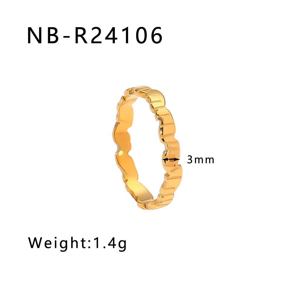 Popular Stainless Steel Diamond-Studded Sparkling Style Elegant Ladies Twist Texture Stacking