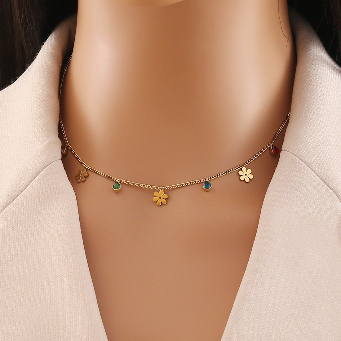 Fashion Heart Droplet Stainless Steel Electroplating Necklaces
