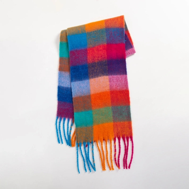 Women's Sweet Color Block Polyester Scarf