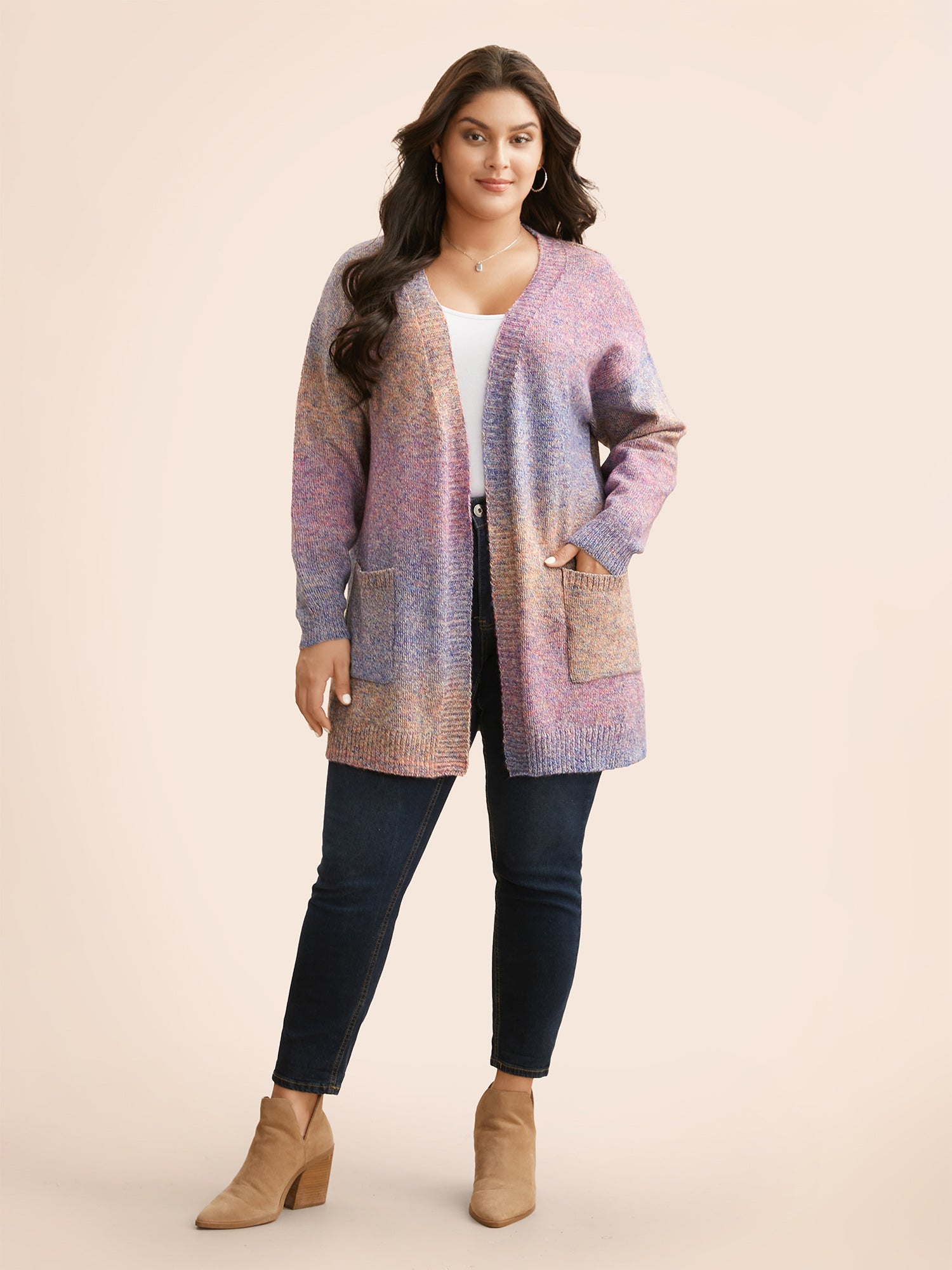 Gradient Dyeing Patch Pocket Cardigan