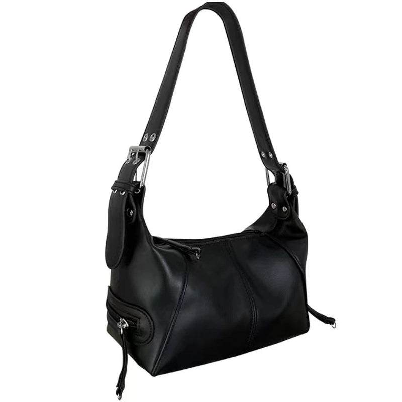 Women's Small Pu Leather Solid Color Streetwear Square Zipper Baguette Bag
