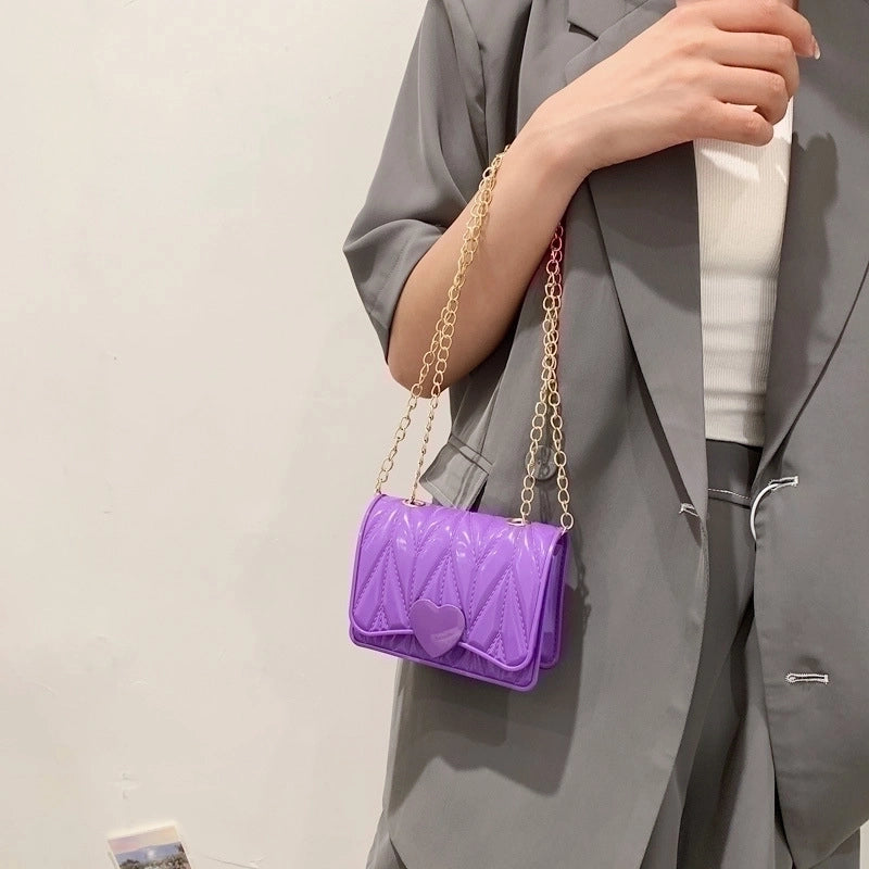 Small Silica Gel Solid Color Fashion Square Magnetic Buckle Crossbody Bag