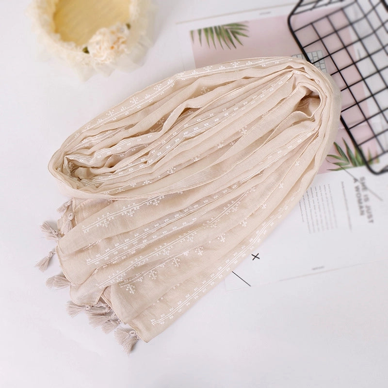 Women's Minimalist Classic Style Flower Cotton Printing Scarf