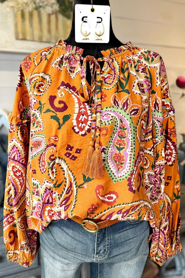 Fall Leaves Floral Paisley Blouse