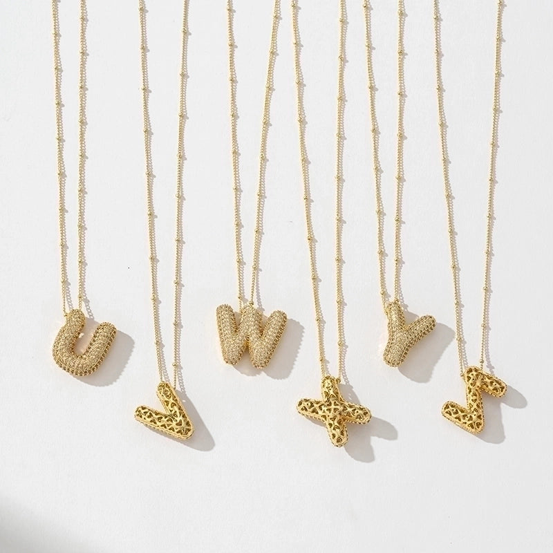 Copper Gold Plated Silver Plated IG Style Minimalist Plating Inlay Letter Zircon Pendant Necklace