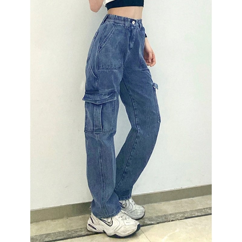 Patchwork Streetwear Baggy Jeans For Women