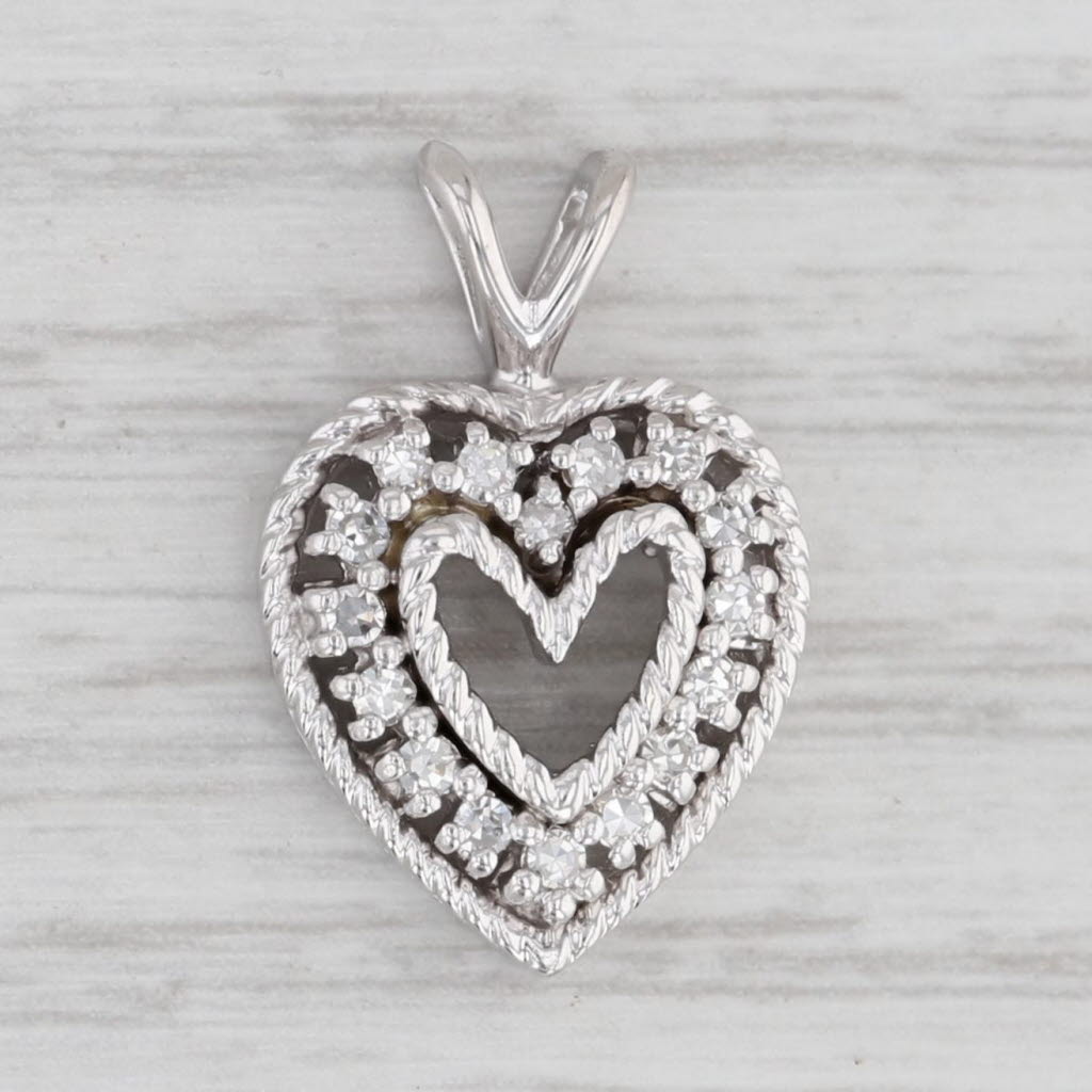 0.12ctw Diamond Open Heart Pendant 14k White Gold