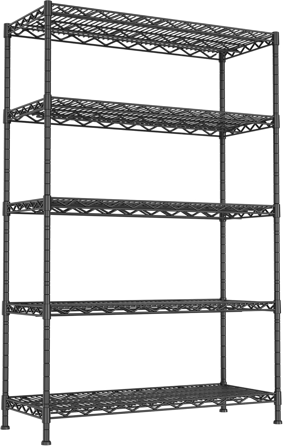 REGILLER 5-Wire Shelving Metal Storage Rack Adjustable Shelves,Standing Storage Shelf Units for Laundry Bathroom Kitchen Pantry Closet(Black,11.8