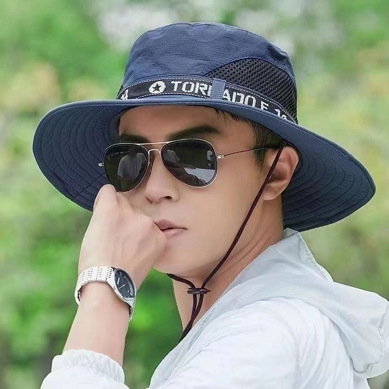 Men's Casual Minimalist Letter Printing Wide Eaves Sun Hat