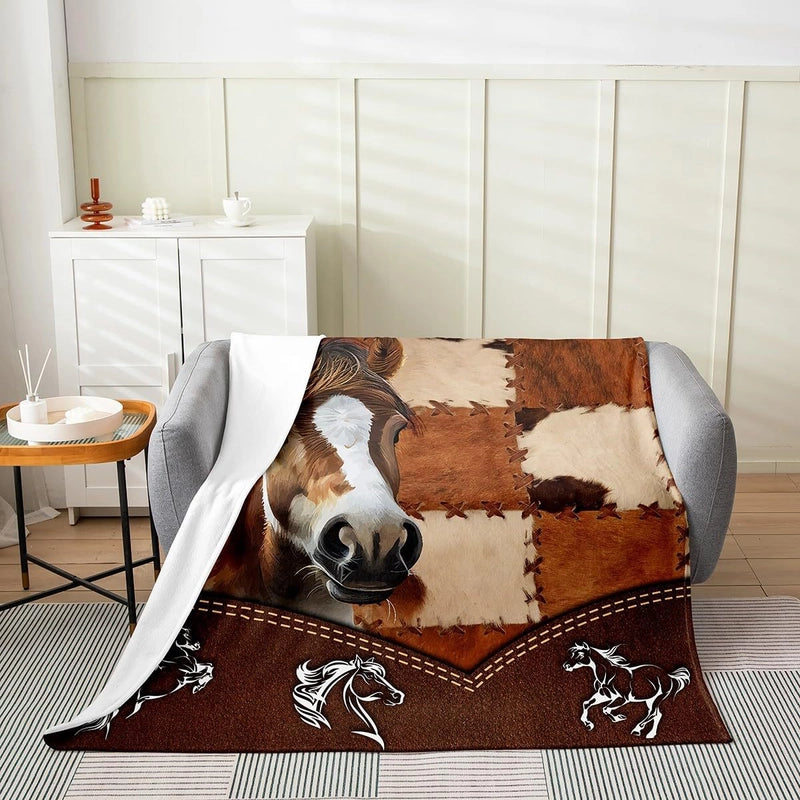 Casual Cow Pattern Color Block Polyester Blanket Couch & Sofa Decor