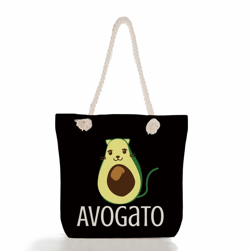 Women's Medium Linen Fruit Cute Classic Style Square Zipper Tote Bag Beach Bag