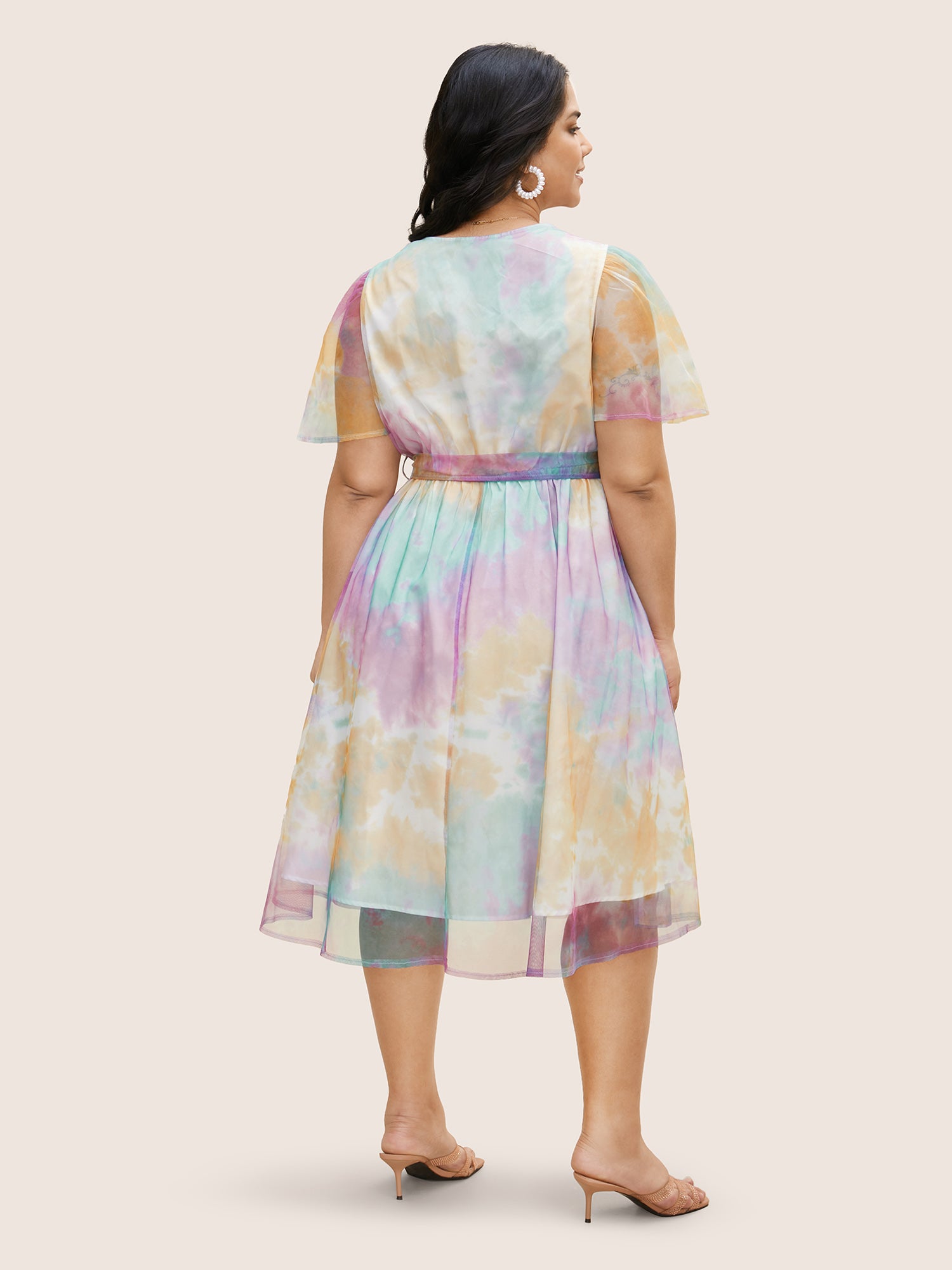 Tie Dye Wrap Belted Midi Dress