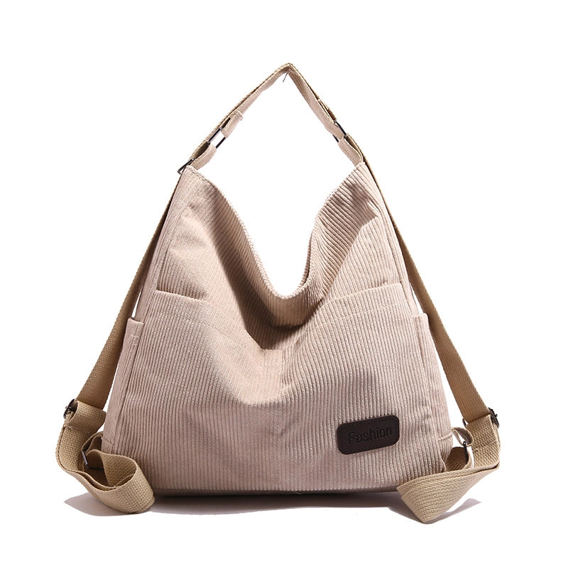 Women's Corduroy Solid Color Basic Square Zipper Shoulder Bag