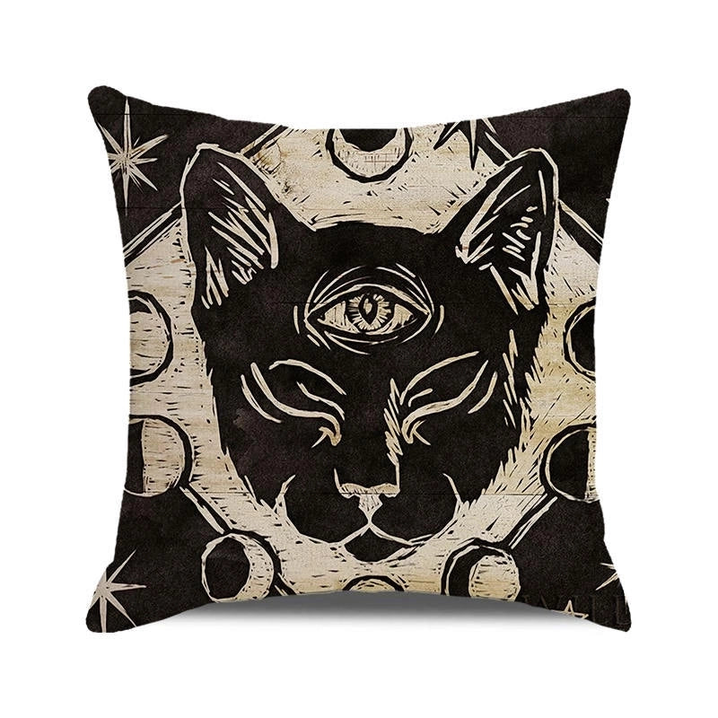 Halloween Retro Punk Palm Skull Cotton Pillow Cases Couch & Sofa Decor