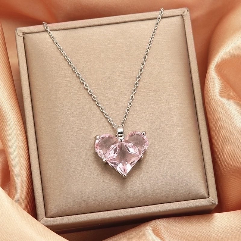 2 Pieces Vintage Style Heart Shape Flower Bow Knot Titanium Steel Copper Tassel Plating Inlay Zircon Pendant Necklace