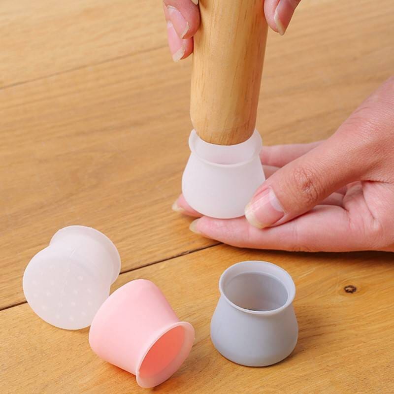 Silicone Chair Leg Cap - Furniture Table Feet Cover Bottom Pad - Rubber Floor Protector - Anti-Slip Sturdy Slider Glide