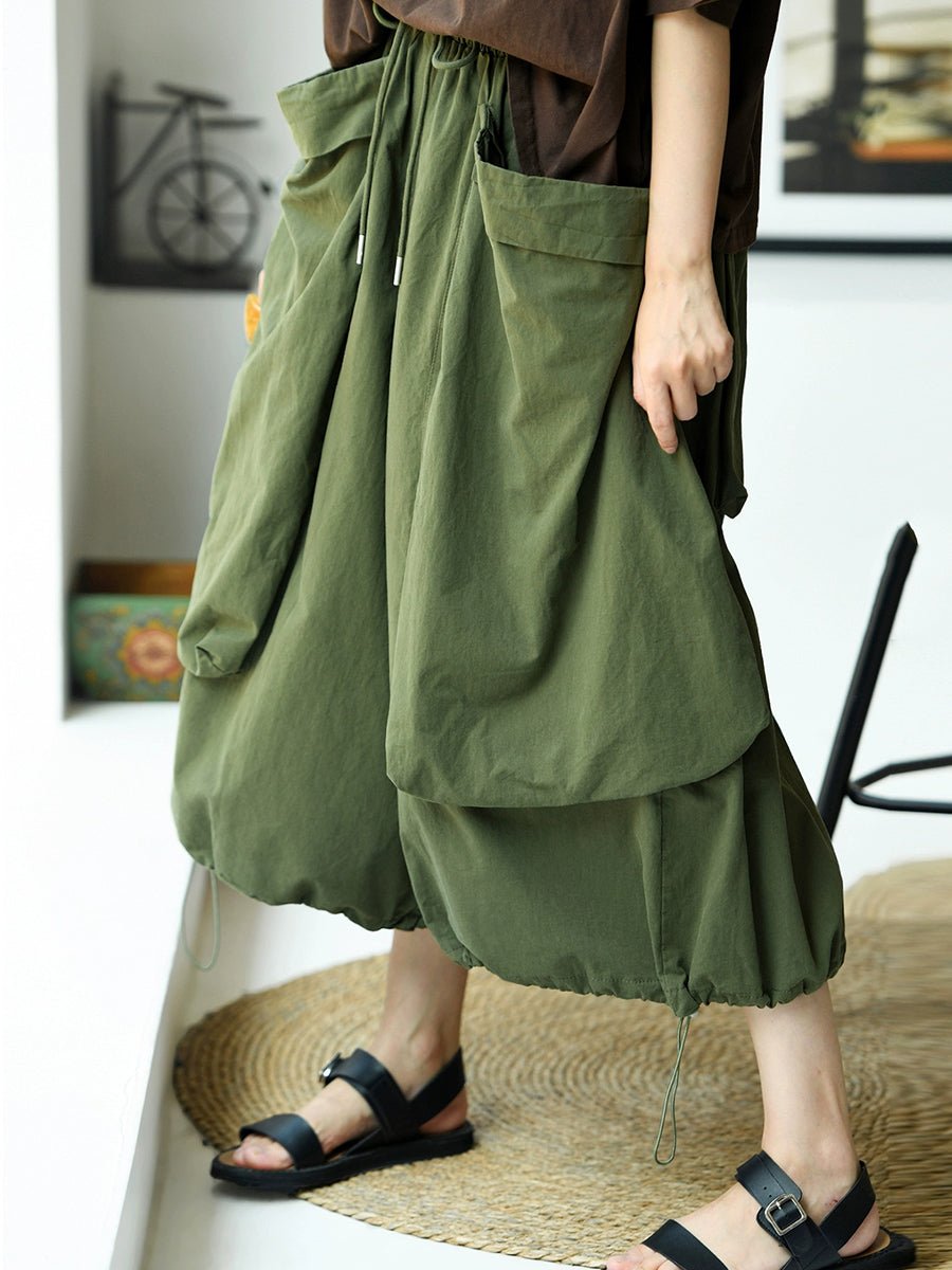 Women Summer Casual Pure Color 100%Cotton Cropped Pants