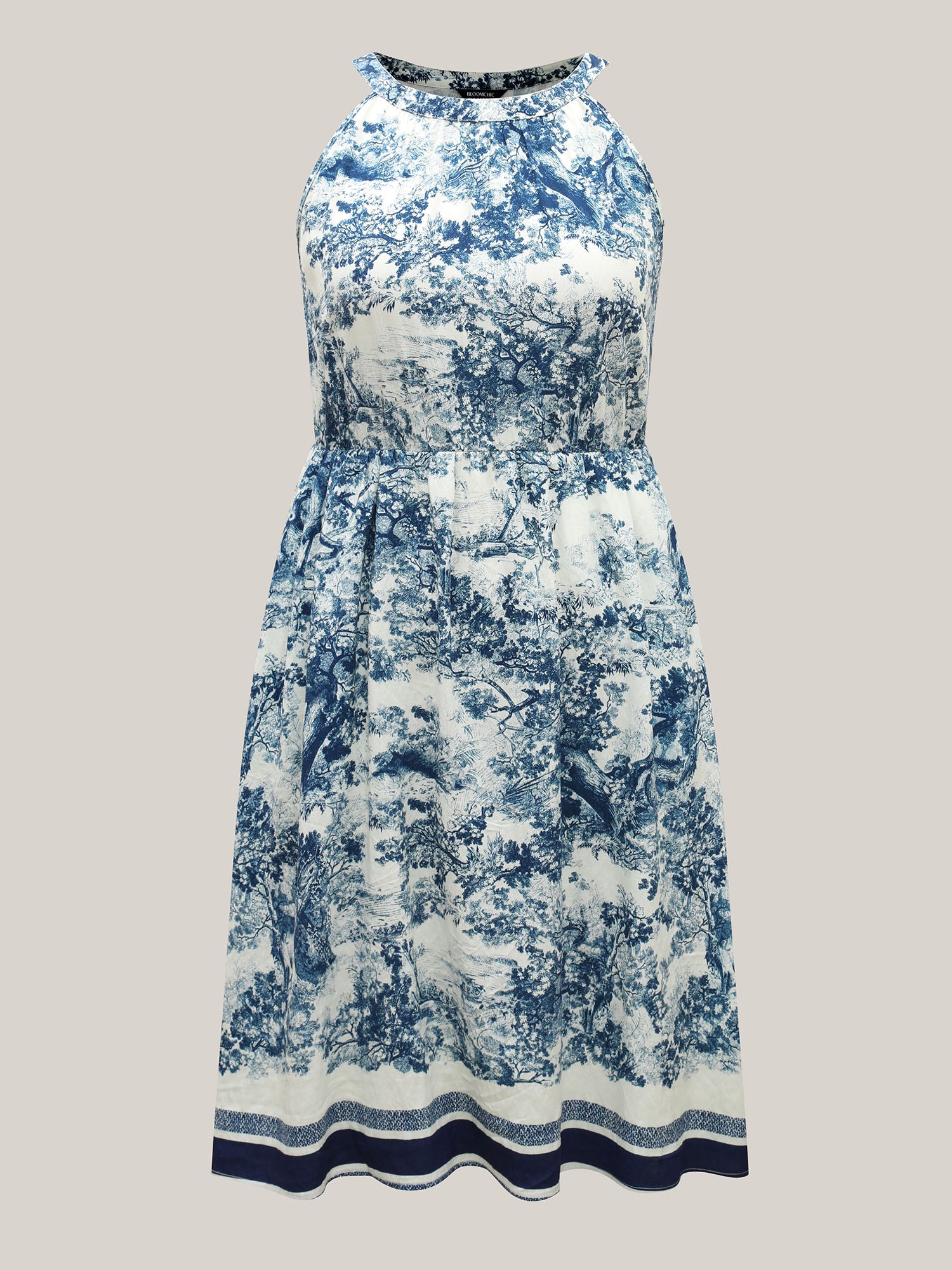 Artistic Print Halter Neck Midi Dress