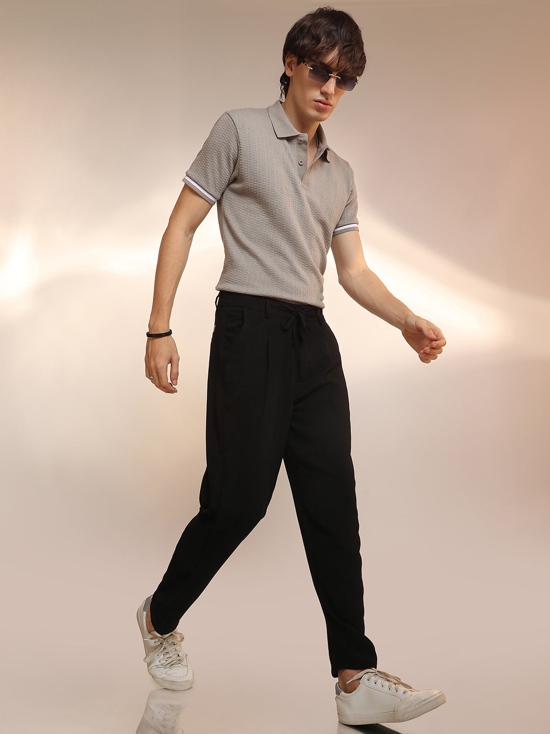 Solid Pleated Trousers