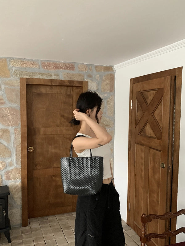 Women's Large PVC Solid Color Streetwear Square Open Handbag