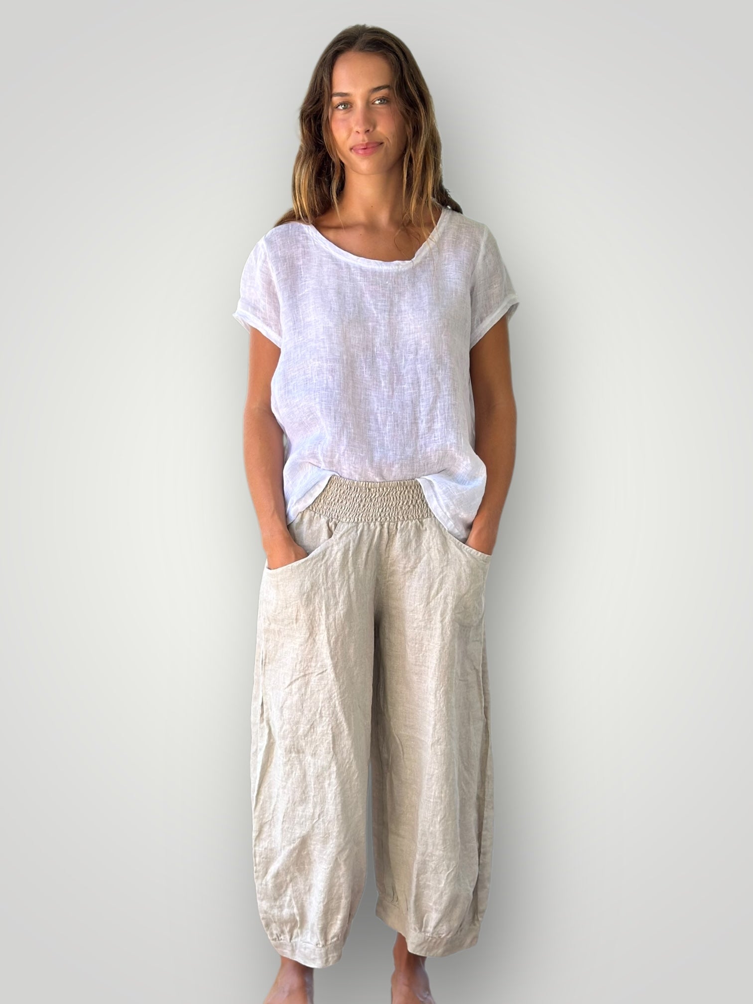 jackie pant - natural linen