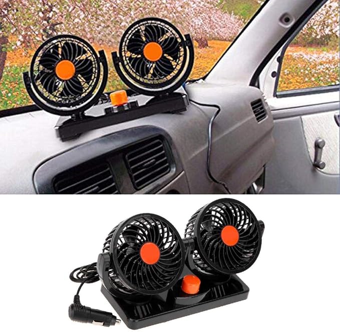 Dual Head Rotating Car Fan