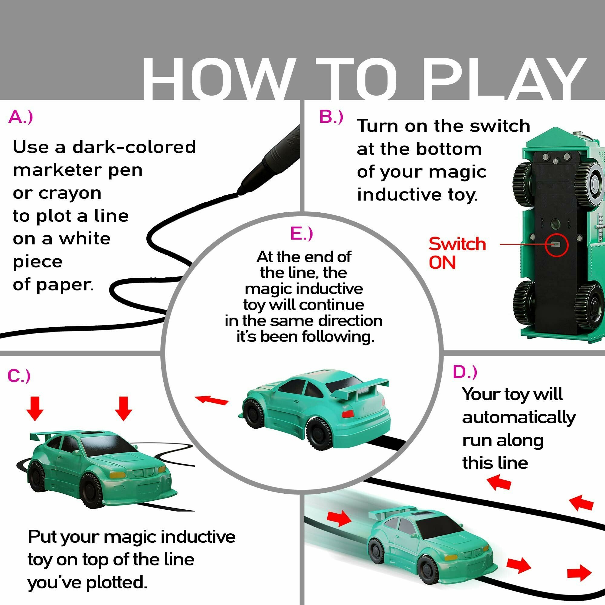 Only one-time sale throughout the year Sale-🔥47% OFF🔥)Magic Inductive Truck Toy Follows Line Drawn  Toy Vehicles Gift for Kids & Children