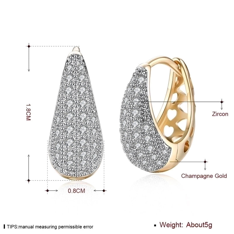 Minimalist Oval Copper Inlay Zircon Earrings 1 Pair