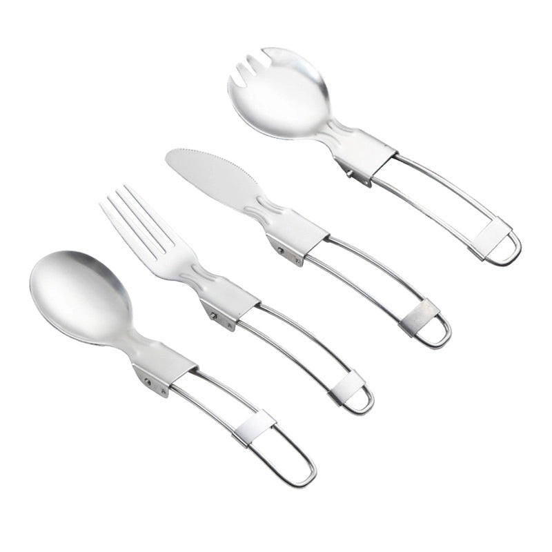 Stainless Steel Folding Spoon. Folding Cutlery Knife Salad Spoon With Fork Folding Spoon Outdoor Portable Set