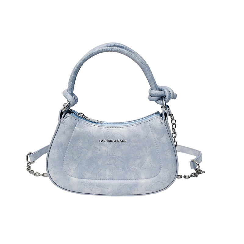 Women's Small Pu Leather Solid Color Basic Pillow Shape Zipper Handbag