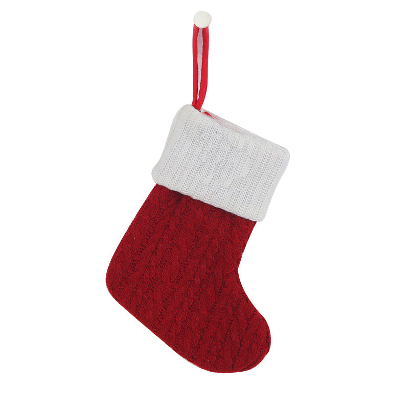 Cozy Knit Socks, Embroidered Candy Gift Bag, Letter Christmas Stocking