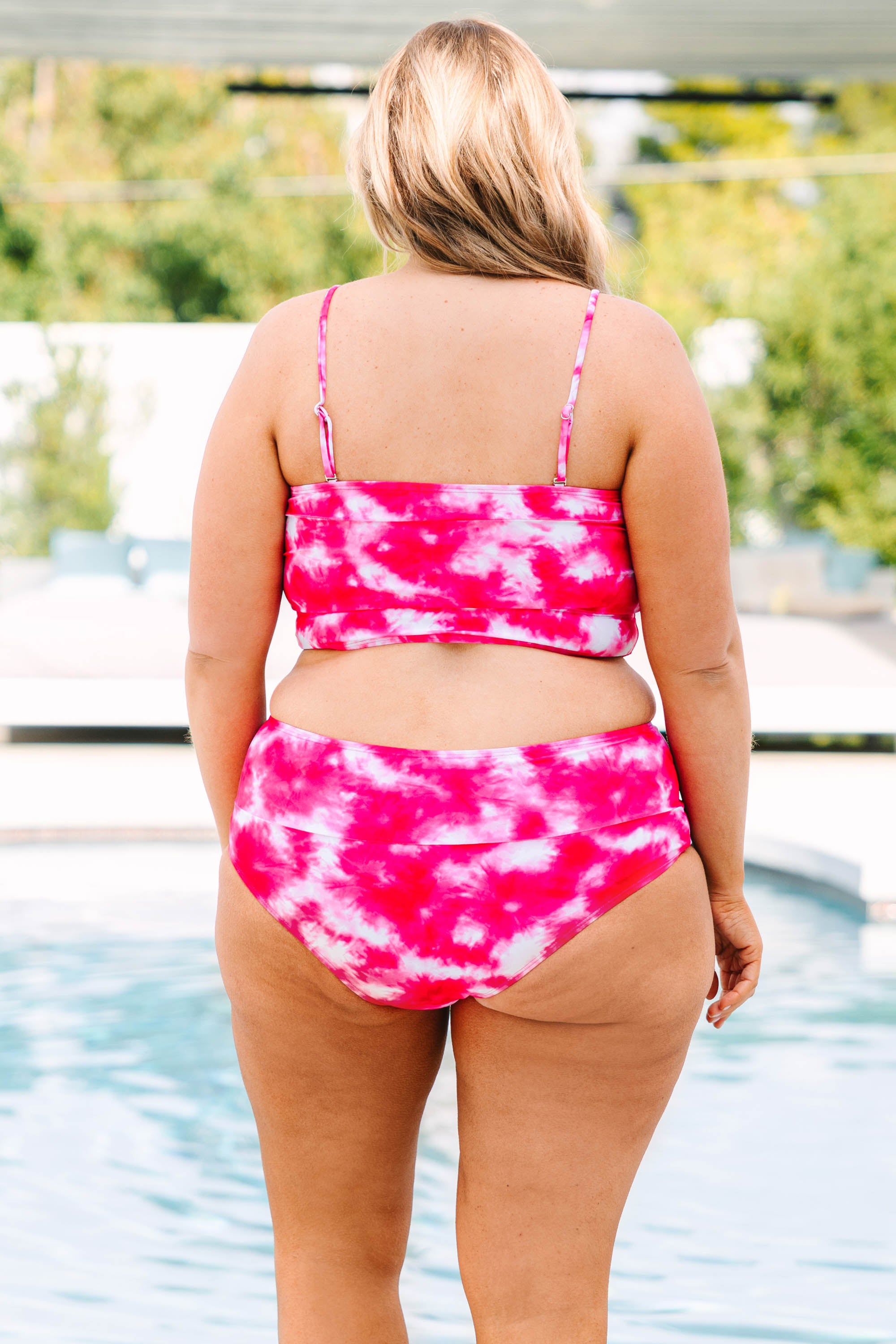 Hidden Islands Swim Top. Tie Dye-Pink