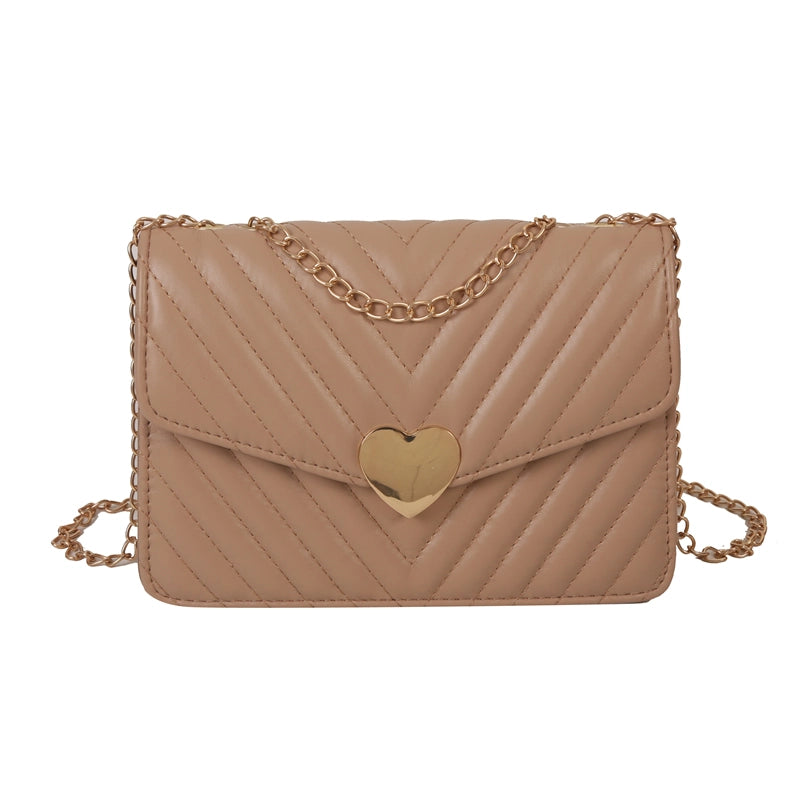 Women's Pu Leather Heart Shape Solid Color Streetwear Square Flip Cover Shoulder Bag Crossbody Bag