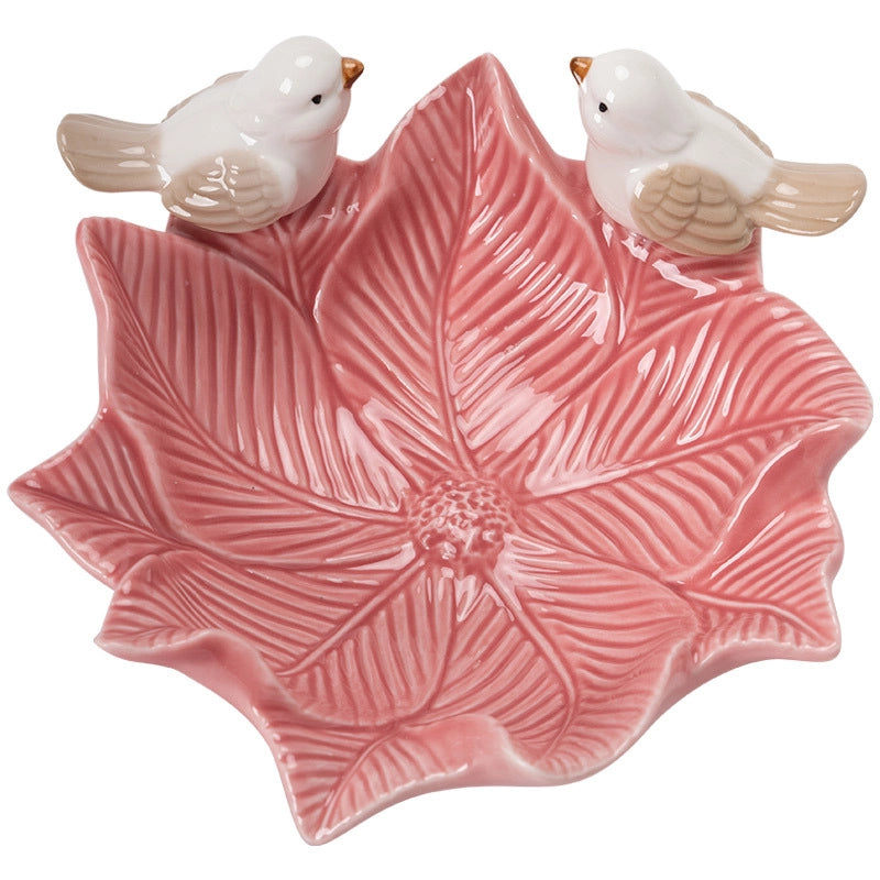 Bird Dim & Sum Plate Ceramic Jewelry Storage Plate Creative Cute Storage Rack Soap Dish Light Luxury High-end Plate