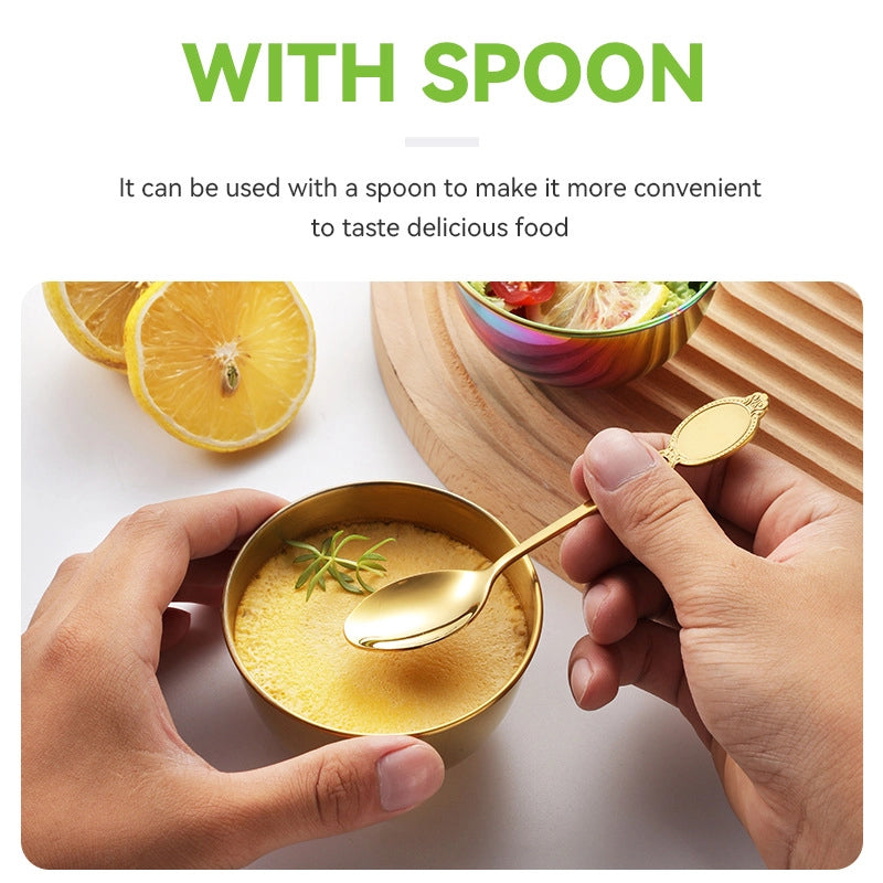 Stainless Steel Dip Small Bowl Golden Dip Sauce Bowl Seasoning Dish Sushi Dip Bowl Sauce Cup Jam Bowl With Spoon Set