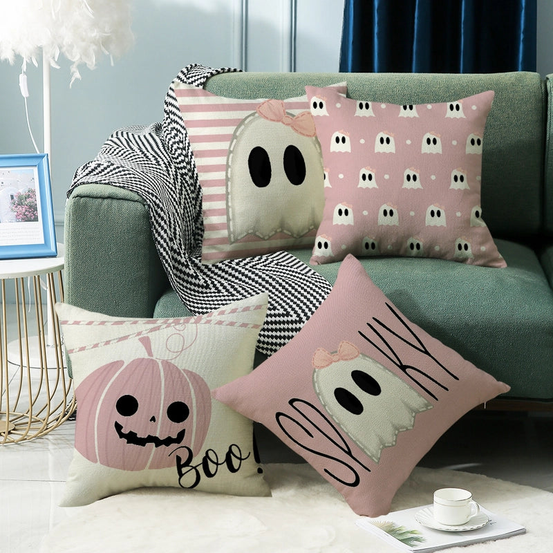 Halloween  Pumpkin Letter Ghost Linen Pillow Cases Couch & Sofa Decor