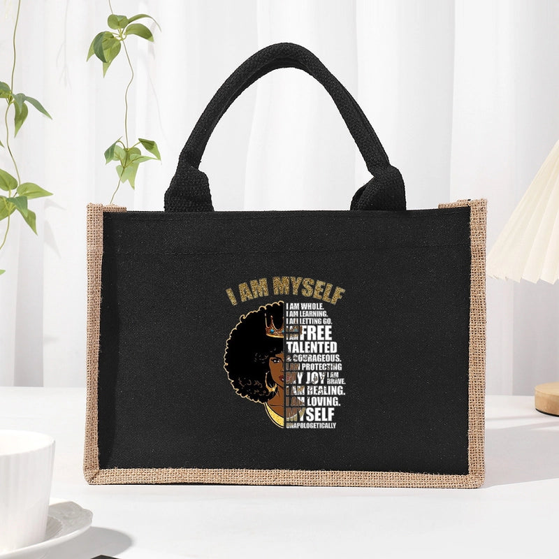 Women's Medium Canvas Letter Basic Classic Style Open Shopping Bags
