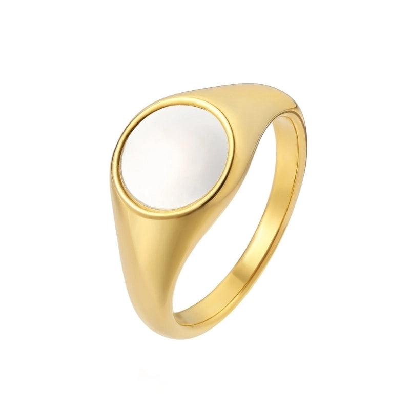 Minimalist Geometric 304 Stainless Steel Shell 18K Gold Plated Rings