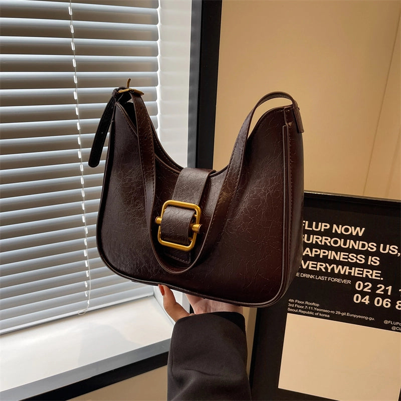 Autumn And Winter Texture Underarm Bag  New Fashion Retro Underarm Bag New Moon Bag Women's Cross-Body Bag
