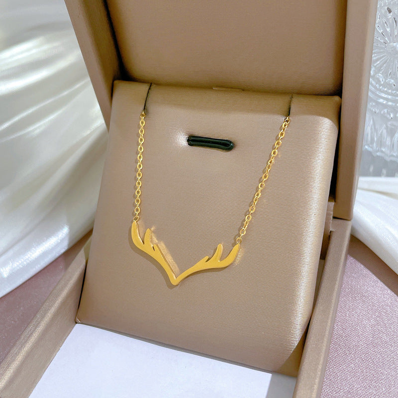 2 Pieces Cartoon Leaf Gourd Lily Of The Valley Geometric Titanium Steel Electroplating Necklaces