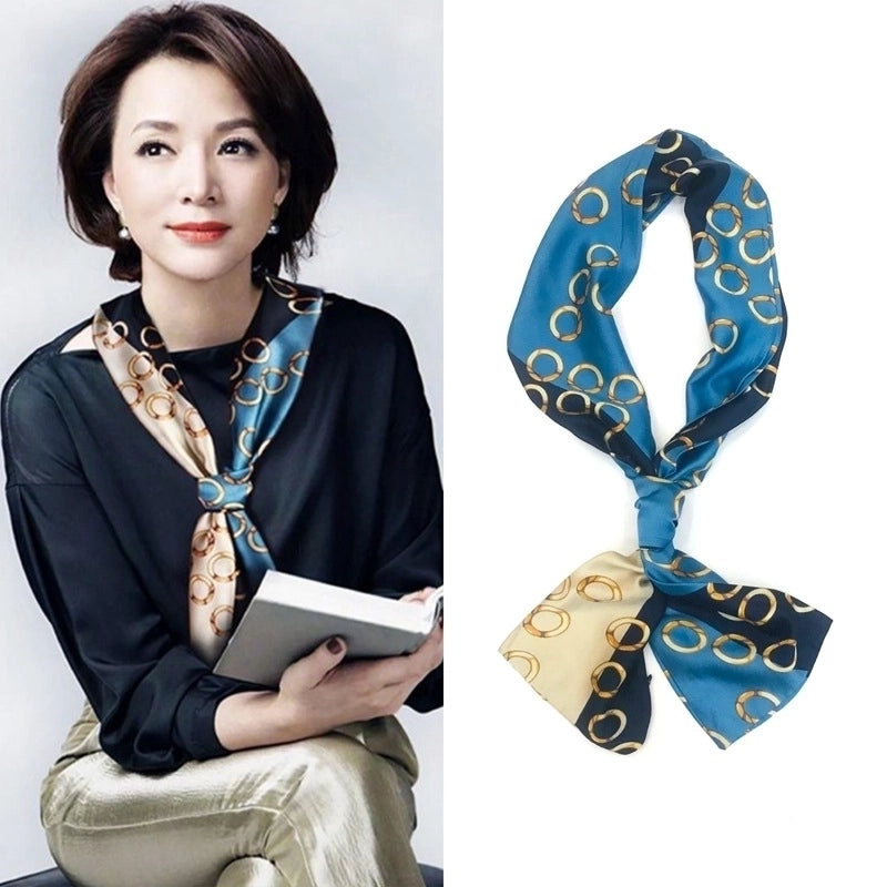 Women's Elegant Minimalist Geometric Chiffon Printing Silk Scarf