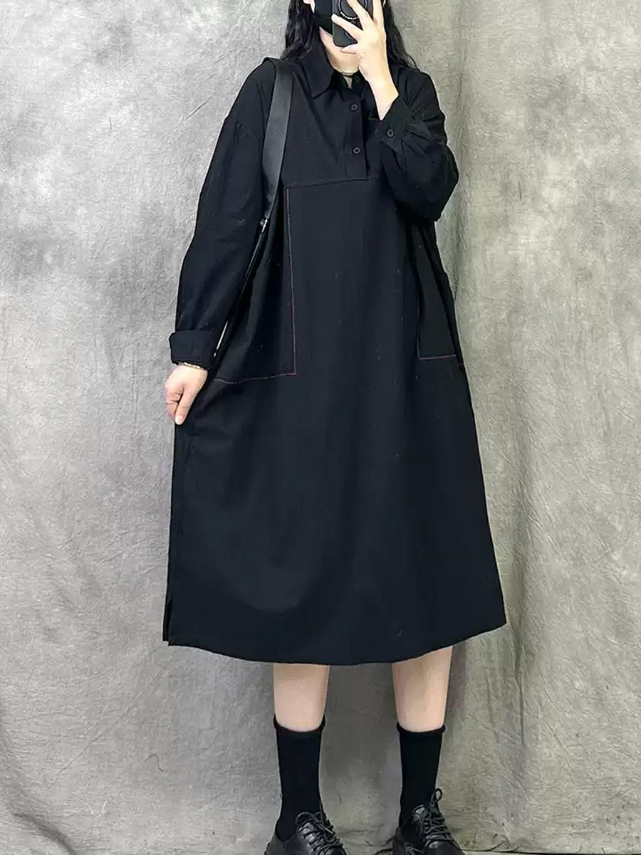 Women Spring Casual Pure Color Loose Dress