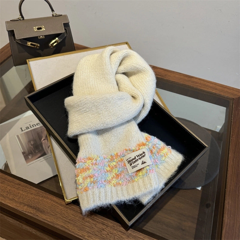 Women's Cute Lady Letter Solid Color Knit Scarf