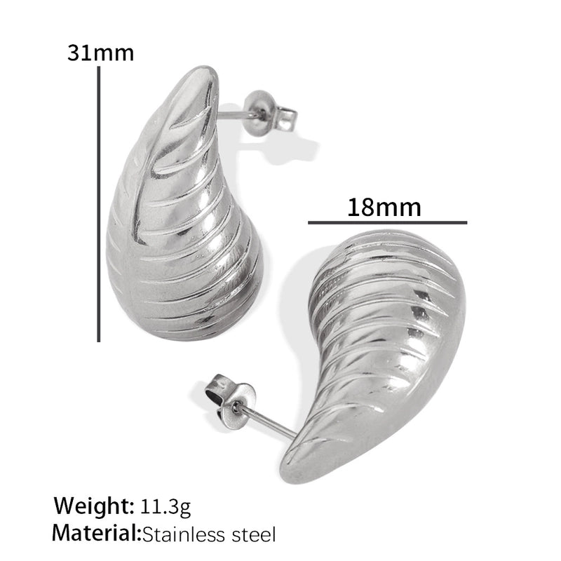 1 Pair Retro Roman Style Water Droplets Plating Titanium Steel 18K Gold Plated Ear Studs