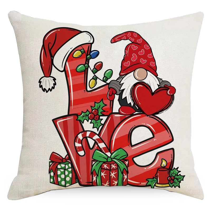Fashion Christmas Tree Christmas Socks Letter Linen Pillow Cases