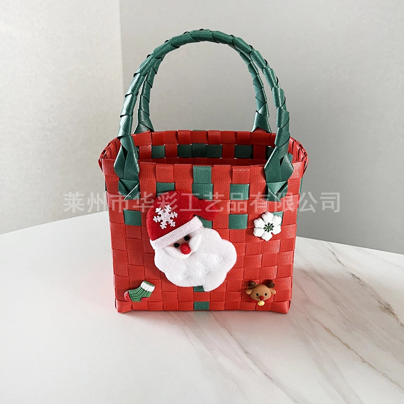 Women's PVC Color Block Plaid Vacation Weave Square Open Square Bag