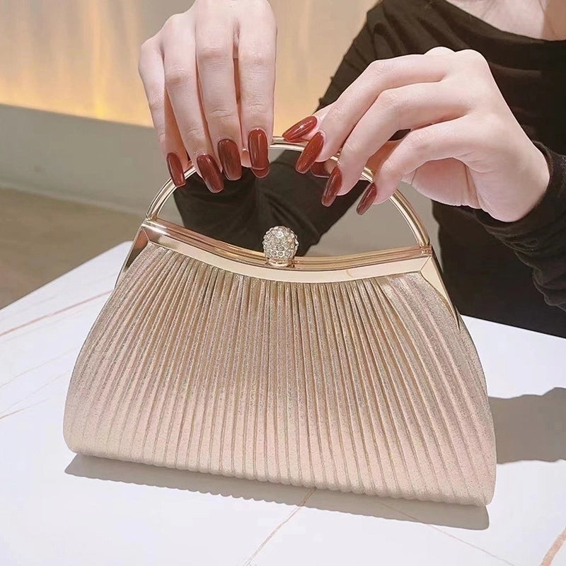 Women's All Seasons Pu Leather Stripe Elegant Square Lock Clasp Evening Bag