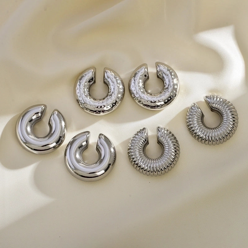 1 Pair Minimalist C Shape Plating Stainless Steel Gold Plated Ear Cuffs