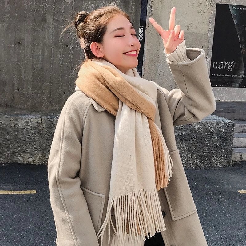Scarf Women's Winter Versatile Cute Student Thickened Wool Warm Internet Celebrity Scarf Men