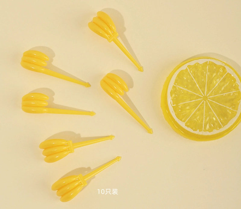 Cute Cartoon Plastic Fruit Fork 1 Set